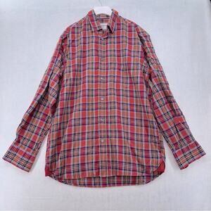 Luchiano Visconti Men’s Plaid Cotton Shirt with Contrasting Color Cuffs size Med